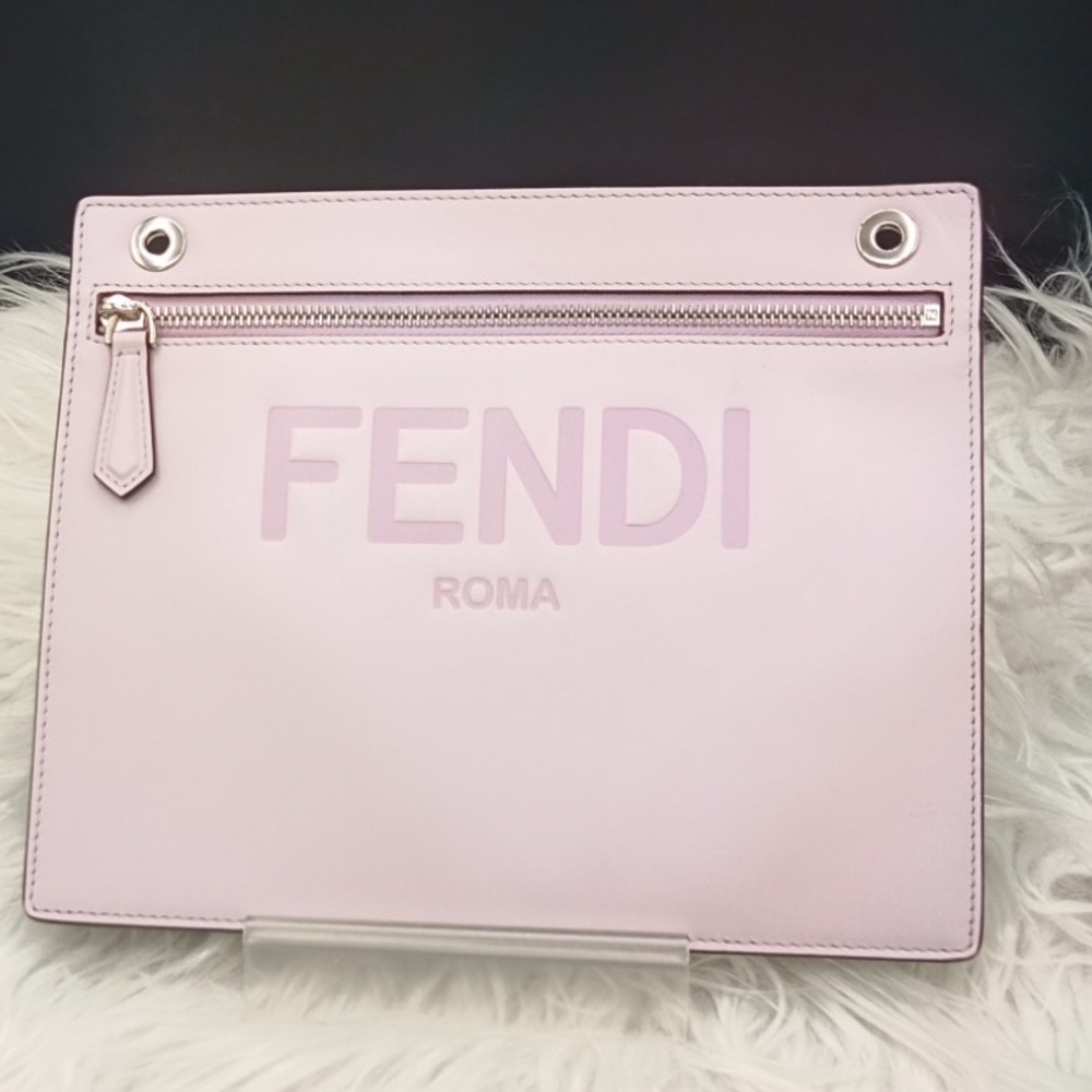 Fendi Peekaboo Pocket Leather Pouch Lilac